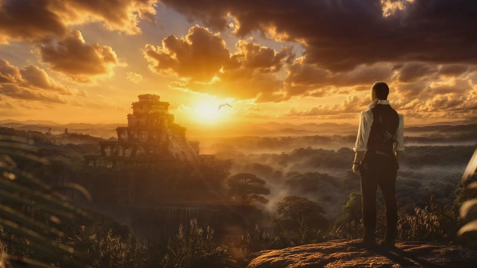 DJ BoBo vor einer goldenen Tempelkulisse im Tourtrailer The Great Adventure